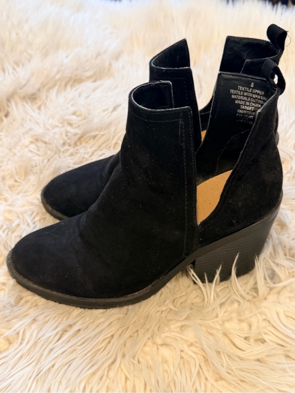 Mossimo Black Suede Open-Side Ankle Booties - Women's